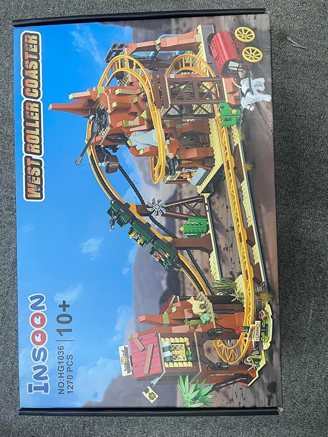 Western Roller Coaster Building Set, Rollercoaster Building Toy with Mine Train, Lifting Chain Drive, Carriage, 1270PCS Mining Coaster Model Playset Gift for Adults Teens Kids Boys Girls 10-12+