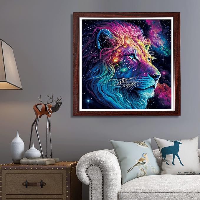 Mys Aurora Unique Wooden Jigsaw Puzzles - Starry Lion, 200 Pcs Medium Size 11.2'' x 11.2'', Luxurious Animal Shaped Wood Puzzle, Beautiful Package, Best Gift for Adults