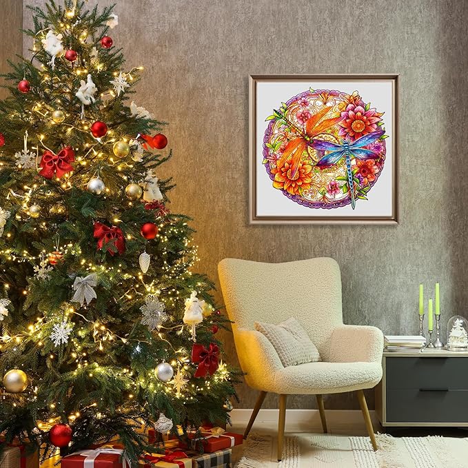 Wooden Puzzles for Adults - Dragonflies and Flowers Wooden Jigsaw Puzzle - Unique Animal Shaped Wood Puzzles Adult - Christmas Birthday Gifts for Adults/Friends/Family - 190pcs 11.4 * 11in