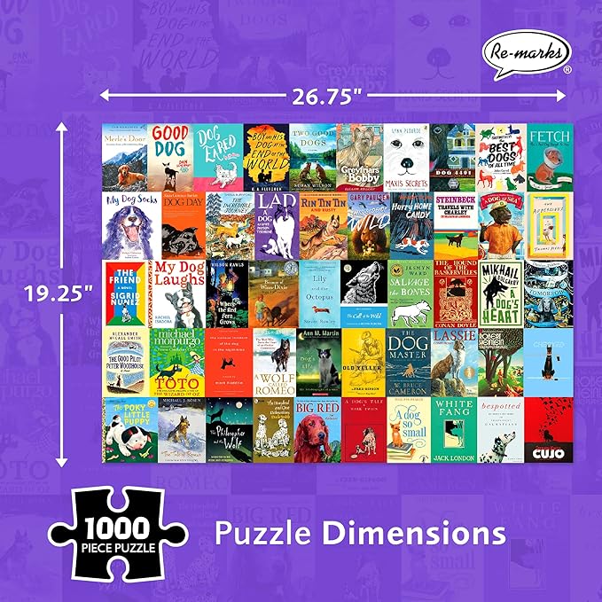 Re-marks “Dog Tales” Literary Collage Puzzle, 1,000-Piece Jigsaw Puzzle for All Ages