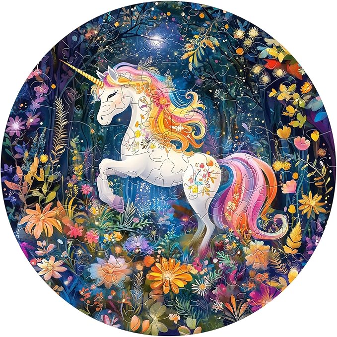 Wooden Puzzles for Kids Ages 4-6, Rainbow Unicorn 50 Pieces Kids Puzzle, Children Birthday Easter Puzzle Gift Idea, Educational Puzzles Toys for Boys and Girls (11.4 * 11.4in)