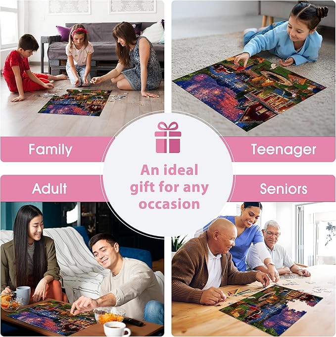 500 Piece Puzzles for Adults, Party Fireworks 500 Piece Jigsaw Puzzle, Recycled Cardboard Night View Puzzle, Fireworks Finale Puzzle for Adults, Great Gift for Family Friends, 20.5 x 15 in