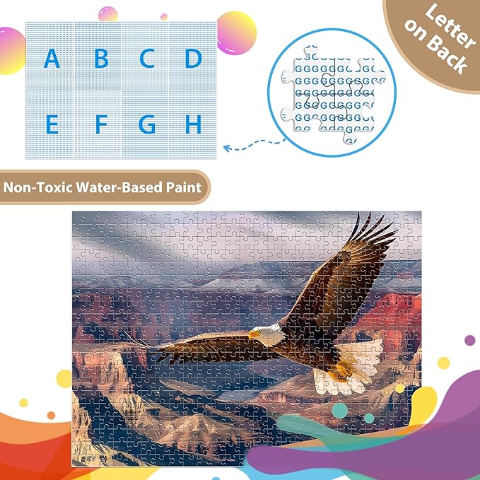 Jigsaw Puzzles for Adults 500 Pieces, Eagle Puzzles for Kids Teens Elderly Interlock Perfectly Letter on Back No Dust, Home Decor Family Fun Puzzle Games Toys Gift for Men Women Seniors (21"X15")