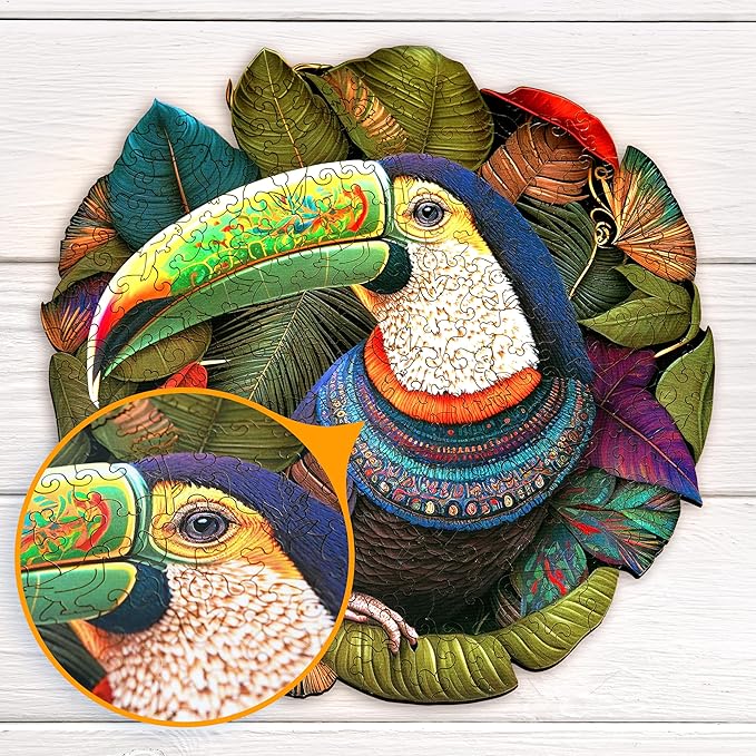 ESC WELT Wooden Toucan Puzzle 300 Pieces - Captivating Mind Entertainment for Teens and Adults - Fun and Environmentally Friendly Toy - Wooden Puzzle