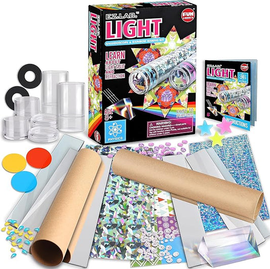 Twins Kaleidoscope Kit for Kids, FunKidz DIY Kaleidoscope Making Craft Kit with Prism Gift Optical Illusion Science Experiment Educational STEM Toy