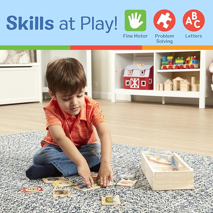 Melissa & Doug Self-Correcting Alphabet Wooden Puzzles with Storage Box (52 pcs) ABC Puzzles, Wooden Alphabet Puzzle for Kids Ages 4+