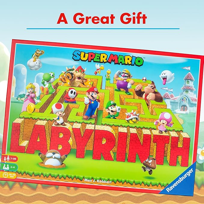 Ravensburger Super Mario Labyrinth Board Game - A Strategic Maze Challenge for Family Nights - Great Birthday Gift - 2-4 Players - Kids Ages 7-10 and Older