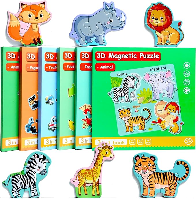 Magnetic Puzzles for Kids Ages 1-3, Travel Toddler Puzzles Ages 2-4 Year, Animal Activities Toy for Boys & Girls 3-5 yo - Learning Magnet Gift for Road Trip