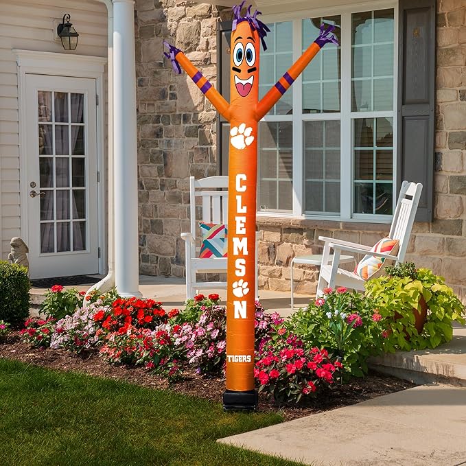 NCAA Clemson Tigers Football Wacky Waving Inflatable Tube Guy with LED Lights & Built-in Blower - 6" x 36" x 96" Inflatable Tube Man Crazy Sports Fan Outdoor Party Decoration