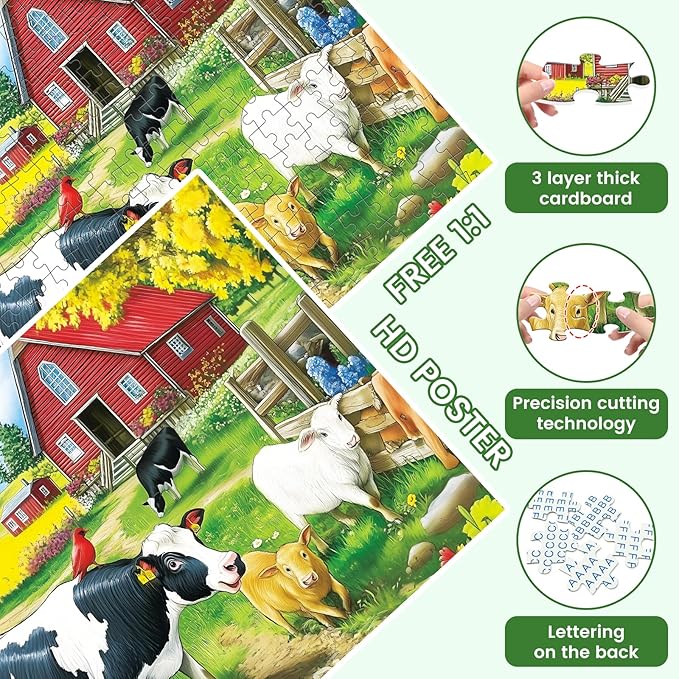 300 Pieces Jigsaw Puzzles for Adults, Pasture Cows Puzzle for Adults Children Seniors, Brid Puzzle 300 Pieces, Gift for Birthday, Home Decor, Fun for Family Entertainment(20.5 * 15 Inch)