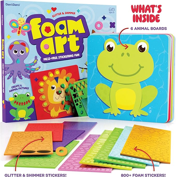 Dan&Darci Foam Sticker Art Craft for Kids - Toddler Arts & Crafts for Ages 3-5 - Boys 4-6 Birthday Gift & Stocking Stuffer