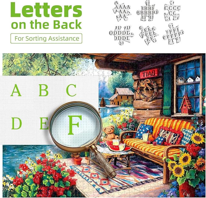 Lake House 1000 Piece Puzzle for Adults Summer Lakeside Retreat Jigsaw Puzzle Cozy Cabin Dock Sunflowers Boat Beautiful Landscape Challenging Adult Puzzles for Game Night (27.6"x19.7")