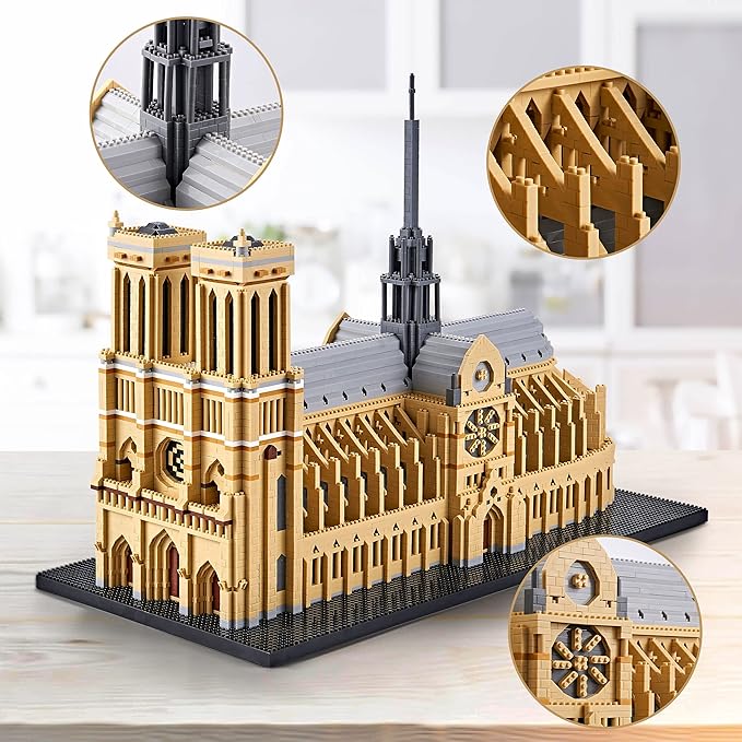 Big Architecture Model Kits Notre Dame Micro Blocks 7380 Pieces Paris Building Kit | Impressive Detail |Challenging Build | Lower Price Sturdy Structure|Gift for Kids and Adults