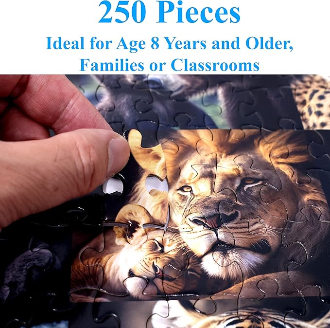 Think2Master Animal Families 250 Pieces Jigsaw Puzzle Featuring heartwarming Parent and Child Pairs. Fun Toy for Kids, School & Families. Great Gift for Boys & Girls Ages 8+. Size: 14.2” X 19.3”