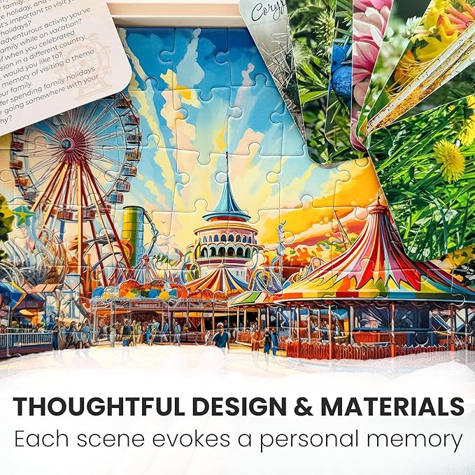 QUOKKA 60 Pieces Dementia Puzzles for Elderly - 3SET Large Piece Puzzles for Seniors - 9 Memory Flashcards with Facts I 25 Discussion Prompts per Puzzle - Alzheimer's Activities Products for Elderly