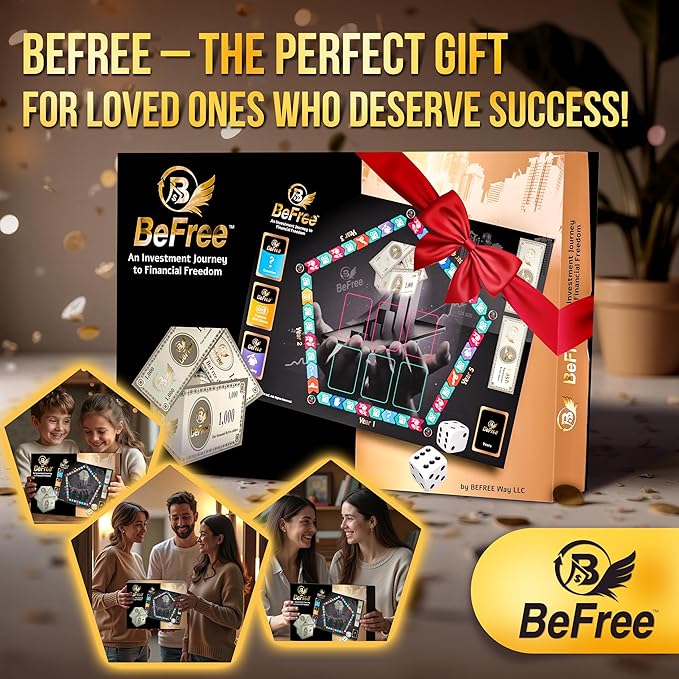 BeFree Strategy & Financial Literacy Board Game – for Family & Teens with Fun Learning | Earn Money, Manage Cash Flow & Payday | Pay Deals, Invest in Real Estate & Stocks Assets (BeFree)