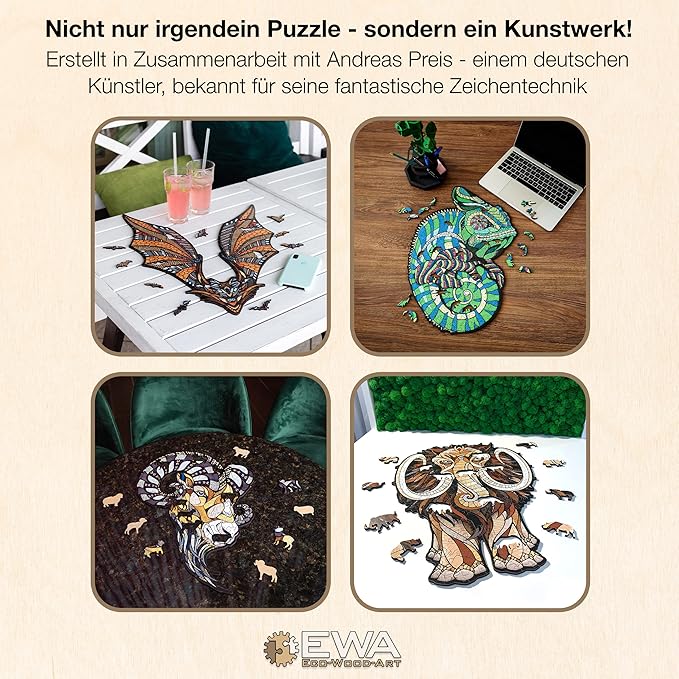 EWA Home Décor – Lion Medium 100 Pieces – Wooden Jigsaw Puzzle for Adults – Perfect for Artistic Home Decoration and Mindful Relaxation