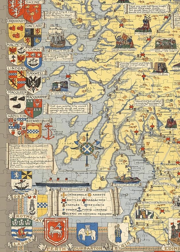 Historical Map of Scotland | L.G. Bullock & John Bartholomew & Son Ltd. Edinburgh | 1000 Piece Adult Jigsaw Puzzle