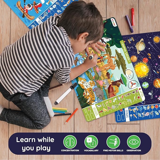 Preschool Learning Activity - Search N Spot Educational Game, Perfect for Kids, Toddlers Who Love Toys, Art and Craft Activities, Gifts for Girls and Boys Ages 4+