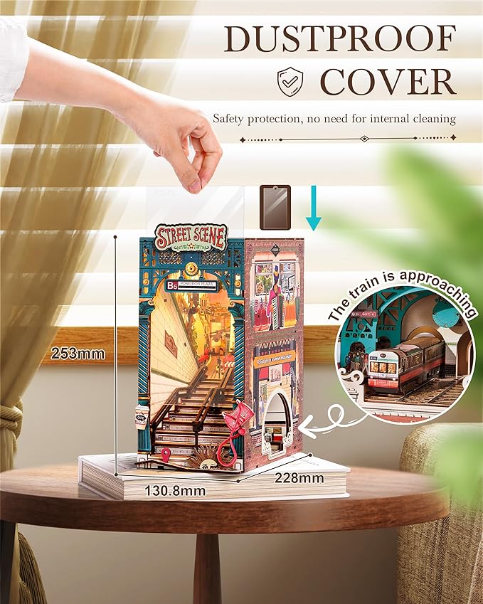 Rolife Book Nook Kits DIY 3D Wooden Puzzle for Adults 10" Subway Urban Street Scene Decorative Bookends Bookshelf Insert Decor Creative Chirstmas Thanks Giving Gift for Men Women