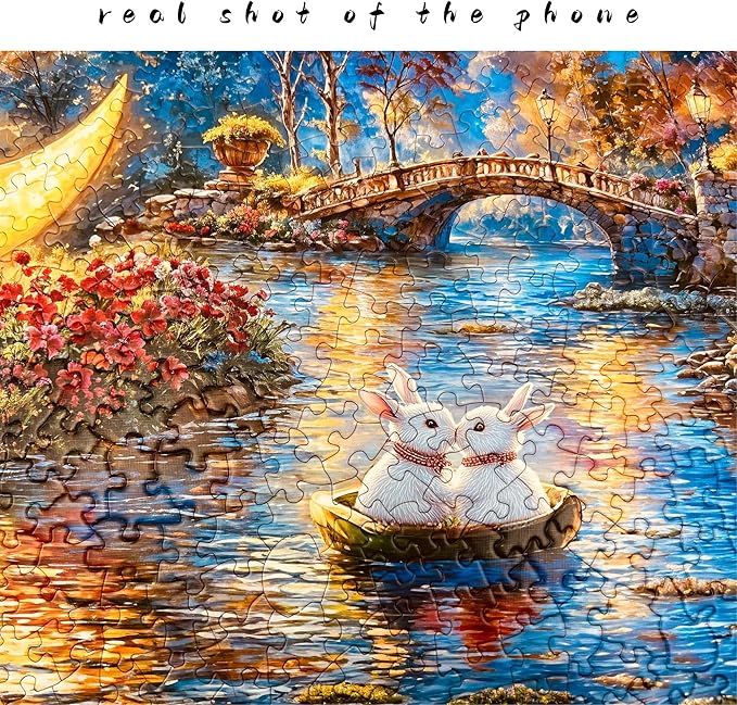 Jigsaw Puzzles for Adults 1000 Pieces, Painting Art Rabbit Moon Night Brain Challenging Unique Shaped Puzzle for Game Night, Family, Friends, Gift Puzzle