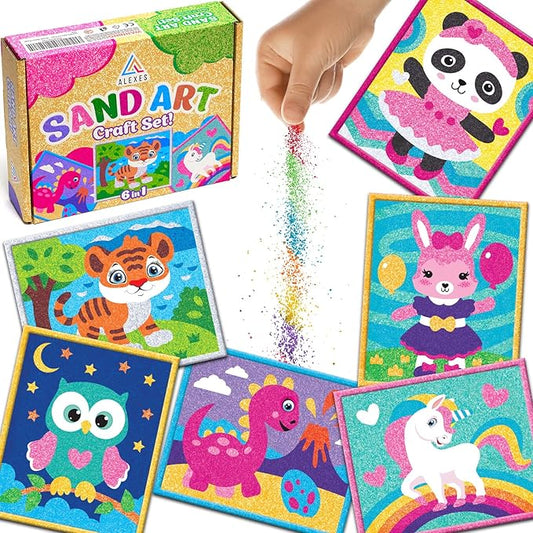 Sand Art Pictures Craft Sand - Сolor Sand Painting - Color Splash Sand Art Pictures Kids - Sticker Art Sheets Peel and Stick – Colored Sand Art Kit