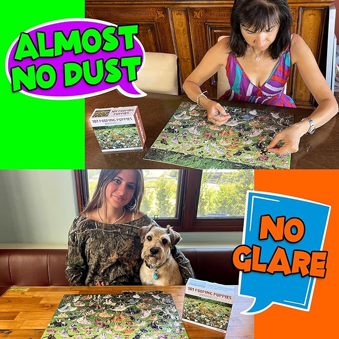 Funwares Original 101 Puppies Puzzle – 500-Piece Hilarious Dog Jigsaw – Funny Gift for Dog Lovers, White Elephant, and Pet Lovers with a Sense of Humor