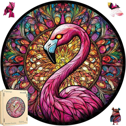 Wooden Puzzles for Adults 500 Piece, Flamingo Jigsaw Puzzles, Unique Shape Adult Puzzles, Irregular Christmas Thanksgiving Gifts for Family Friend(16.5 * 16.5 in)