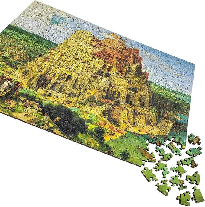 Wooden Puzzle for Adults - Uniquely Shaped Pieces - Made in The USA by FoxSmartBox - 420 Pieces - The Tower of Babel