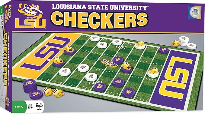 MasterPieces Family Game - NCAA LSU Tigers Checkers - Officially Licensed Board Game for Kids & Adults, 13" x 21"
