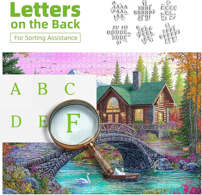 Blueforest 1000 Piece Jigsaw Puzzle for Adults - Challenging Stone Bridge Cottage Landscape, Autumn Valley & Mountain Scenery, Game Night Gift (27.5x19.7 Inch)