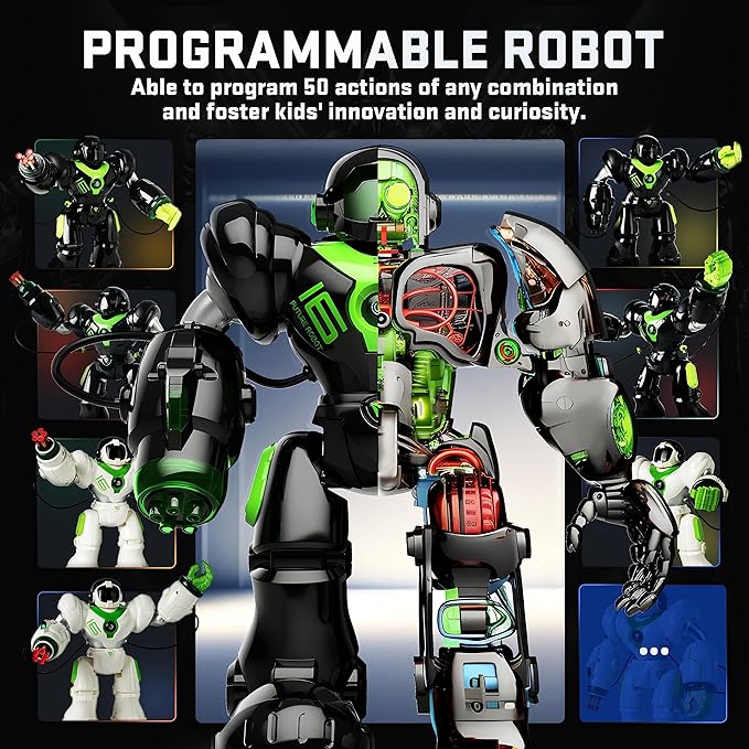 BEZGAR TR300 Robot Toys for Kids - Smart Programmable, Dancing Remote Control Emo Robot with 22 Actions, Supporting 78 Changing Expression, for Kids, 3 4 5 6 7 8 Year Old Boy Birthday
