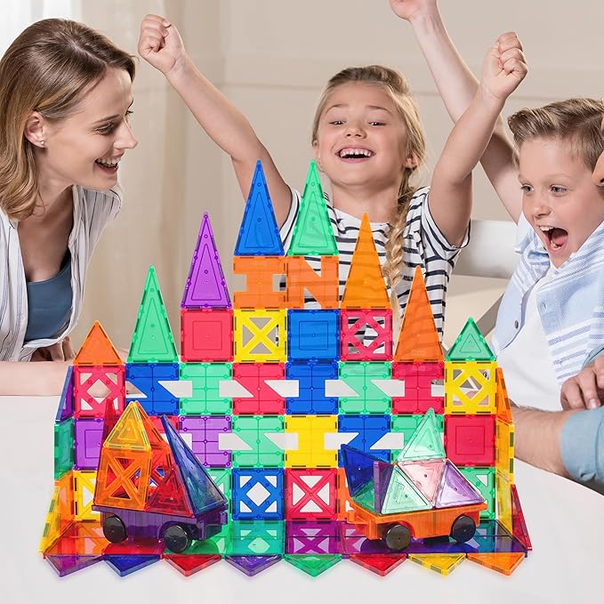 PicassoTiles® PT82 Creativity Set Magnet Building Tiles Clear Color Magnetic 3D Building Block - Creativity Beyond Imagination! Educational, Inspirational, Conventional, Recreational