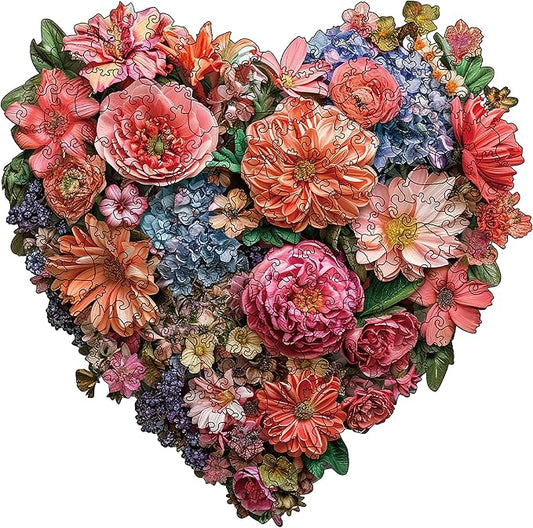 Wooden Puzzle for Adults, 200 Piece Flowers Irregular Animal Shaped Wooden Jigsaw Puzzles, Unique Puzzles for Adults, Creative Gift