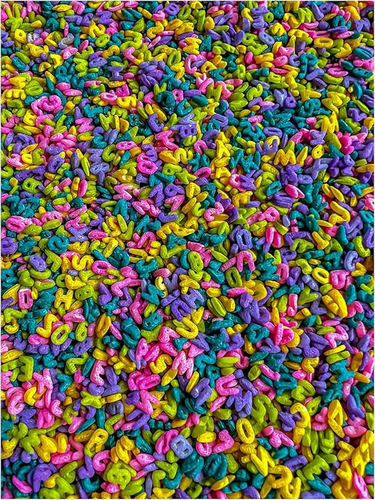 2 Cups of Tropical Rainbow Alphabet Pasta Sensory Bin Filler for Senosry Table