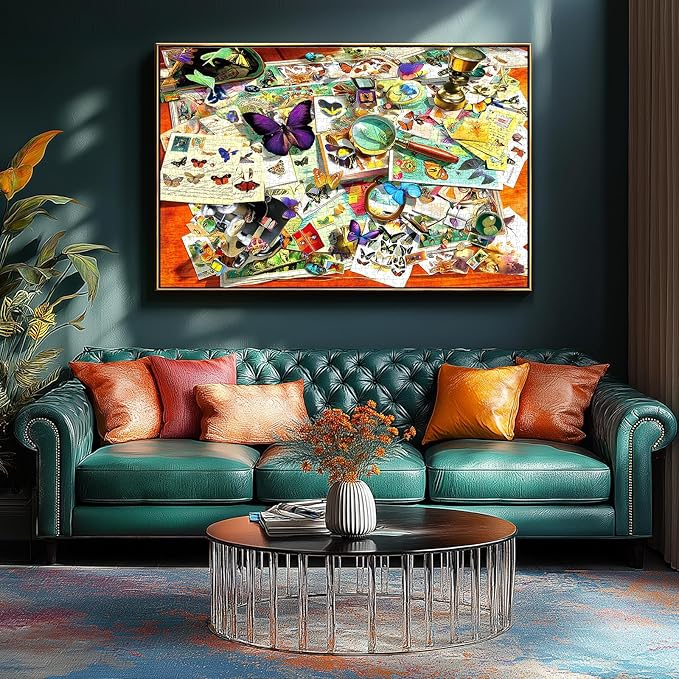 Butterfly Garden 500 Piece Jigsaw Puzzle for Adults Vintage Postcards Design Challenging Colorful Flower Unique Jigsaw Puzzles Ideal for Family Game Nights & Home Decor