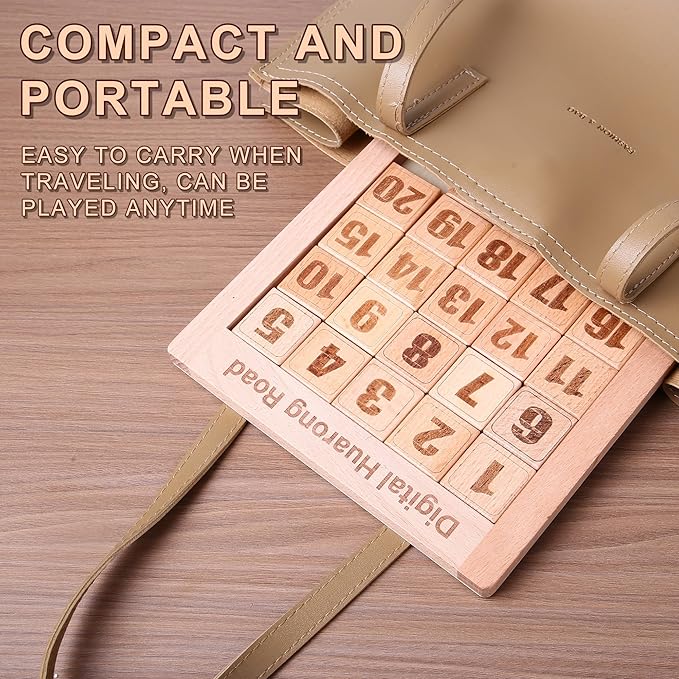 Wooden Number Sliding Puzzle，Brain Teasers Toy Tangram Slide Puzzle Game，Sequential Puzzles Board Game，Educational Toys for Kids and Adults (1-8 Samll Size)