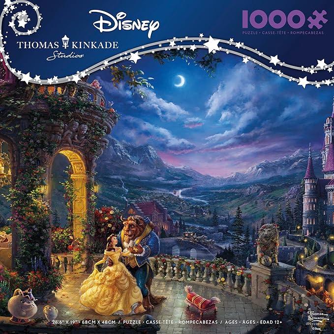 Ceaco - Thomas Kinkade - Disney - Beauty & The Beast Dancing in The Moonlight - 1000 Piece Jigsaw Puzzle