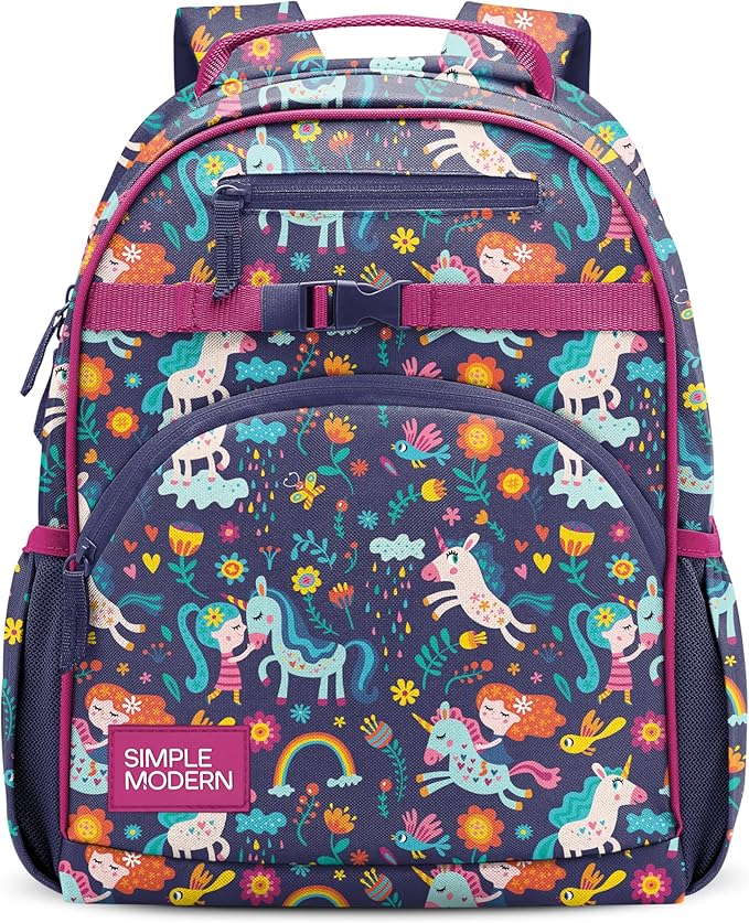 Simple Modern Medium Toddler Backpack for School Girls and Boys | Kindergarten Elementary Kids Backpack | Fletcher Collection | Kids - 15" tall | Unicorn Rainbows