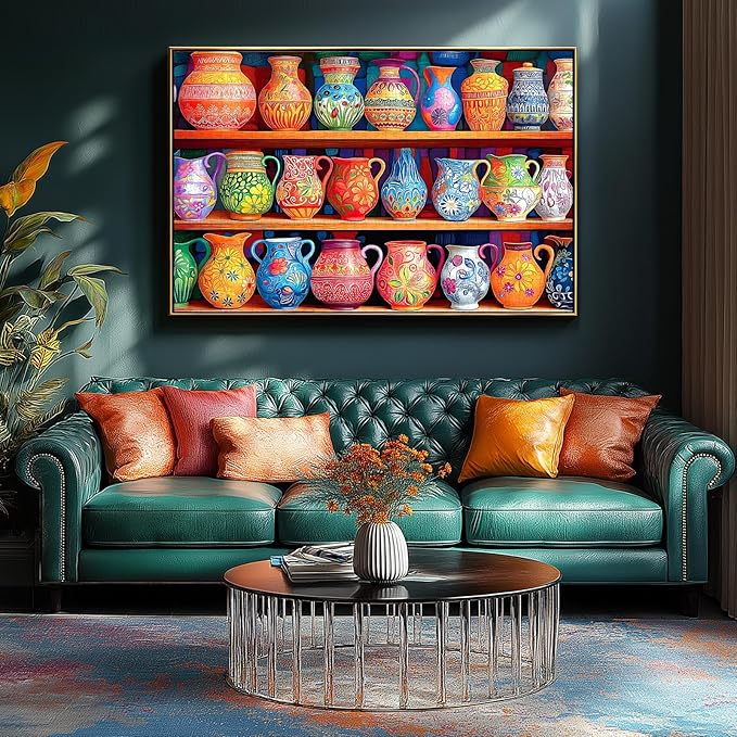 Blueforest 500 Piece Jigsaw Puzzle for Adults - Unique Shape Pieces | Colorful Vase Shelf Art | 23x15 Inches Challenging Fun Puzzle