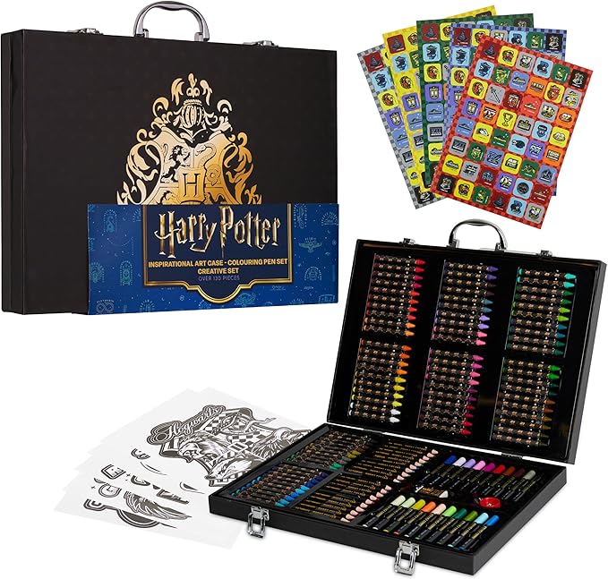 Harry Potter Colored Pencils 130pcs Art Supplies Drawing Kit School Supplies Painting Girls Drawing Pencils Art Kit Travel Case with Crayons Arts and Crafts for Kids 4-12 (Black)