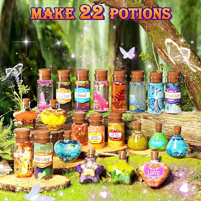 Magic Potion Kit for Girls - Fairy Potions Kit 22 Potions Magic Mix Kit for Kids 6 7 8 9 10 12+ Years Mystery Potion Making kit Art Craft Kit Gifts Toys for Christmas Halloween Birthday