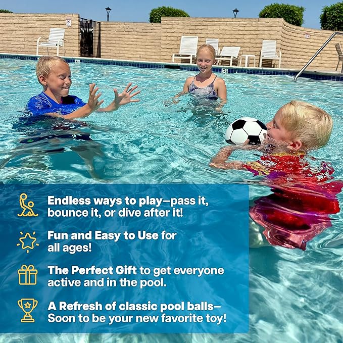 Aqua Dive Pool Ball - Underwater Pool Toys For Kids & Teens - Fun Summer Water Toys & Beach Games for Boys & Girls - Watermelon Gifts for Kids - 6" Soccer Ball - Boy Gift Ages 8 9 10 11 12+ Year Old