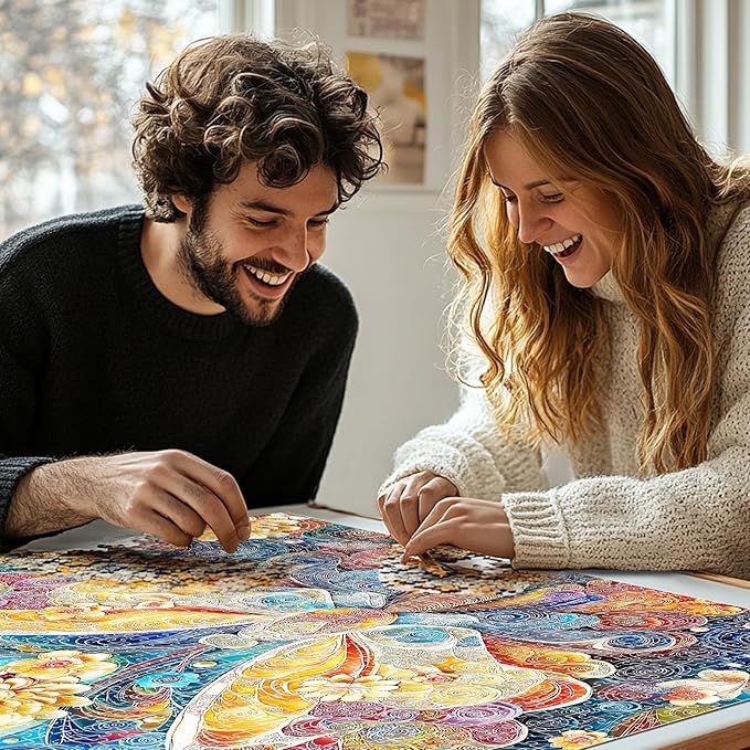 ALL4JIG Butterfly Fun Jigsaw Puzzles for Adults and Kids, 500 Pieces, 15.98" x 15.98", Christmas Secret Santa Gift, White Elephant Gifts, Number Partitioned for Easy Solving