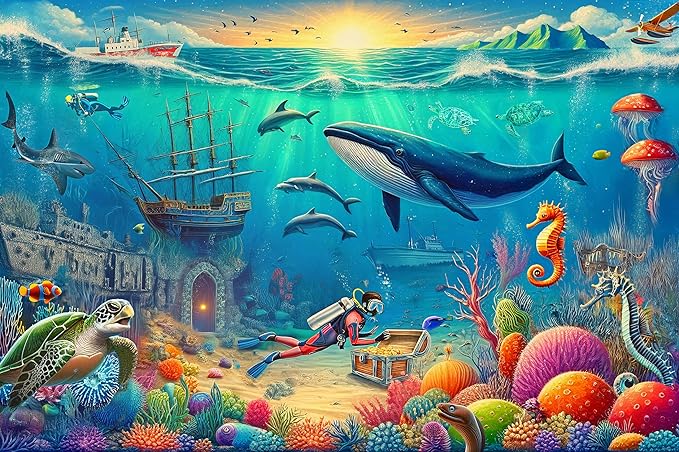 Puzzles for Kids, Sunken Treasure Quest 48 Piece Jigsaw Puzzle, Educational Toys, Ocean Puzzle, for Kids Aged 4-8, Gifts for Boys & Girls