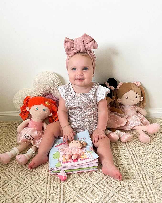 Interactive Sensory Soft Cloth Book, Educational Crinkle Quiet Activity Busy Book for Babies,Toddler Travel Toy Gift for 1-3 Year Old Boys and Girls (A Berry Special Day)-Tanned