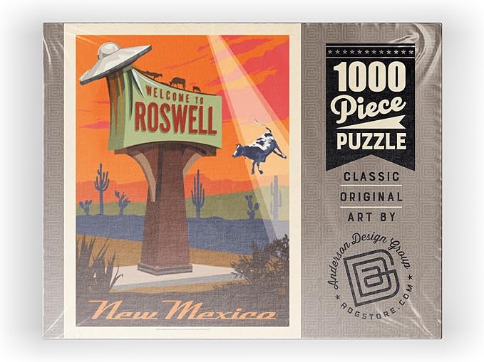 MyPuzzle Roswell, New Mexico, Vintage Poster - Premium 1000 Piece Jigsaw Puzzle for Adults