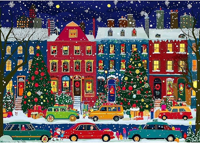 Christmas Winter Jigsaw Puzzles for Adults 1000 Pieces Beautiful Snow City Scene Landscape Puzzles with Letters on Back Challenging Holiday Family Puzzle Games Gifts for Women Men Seniors