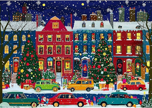 Christmas Winter Jigsaw Puzzles for Adults 1000 Pieces Beautiful Snow City Scene Landscape Puzzles with Letters on Back Challenging Holiday Family Puzzle Games Gifts for Women Men Seniors