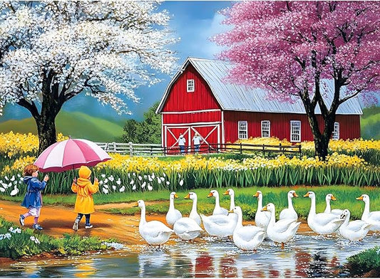 500 Pieces Jigsaw Puzzles for Adults, Farm Animal Puzzle for Adults Children Seniors, Children Playing on Rainy Puzzle 500 Pieces, Gift for Birthday, Home Decor, Fun for Family(20.5 * 15 in)